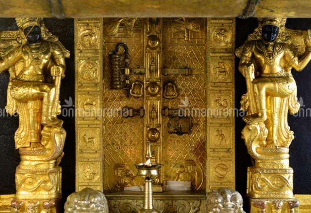 Gold covered doors of Sabarimala Sanctom sanctorum 
